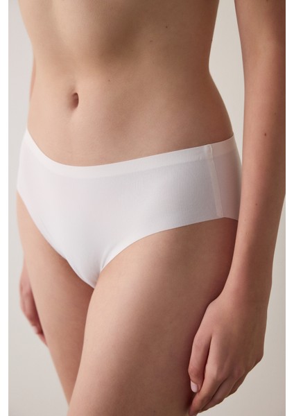 Ekru Fit Fitilli İz Yapmayan Düşük Bel Hipster Külot
