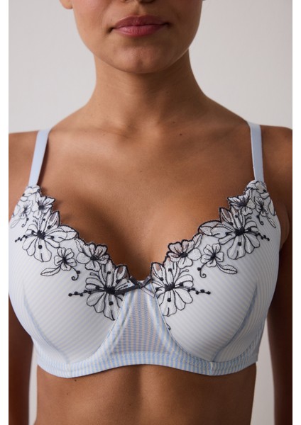 Çizgili Marvel Brode Detaylı Balenli Dolgusuz Toparlayıcı Sütyen modelleri