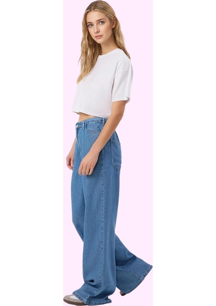 Kadın Denim Yüksek Bel Wide Leg Pantolon Liyosel Rahat Günlük Hafta Sonu Dayanıklı Malzeme fiyatları