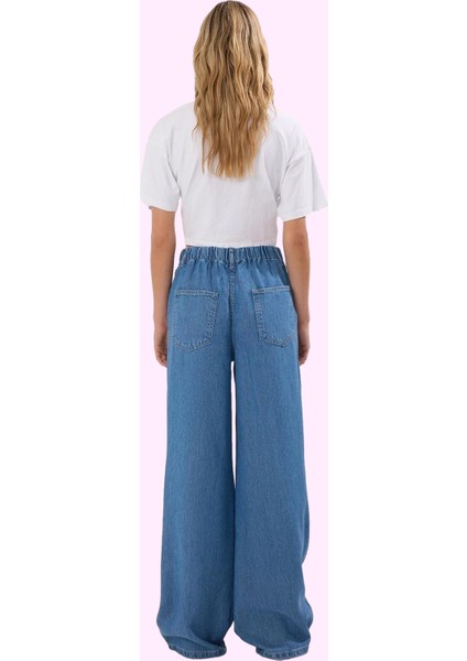 Kadın Denim Yüksek Bel Wide Leg Pantolon Liyosel Rahat Günlük Hafta Sonu Dayanıklı Malzeme modelleri