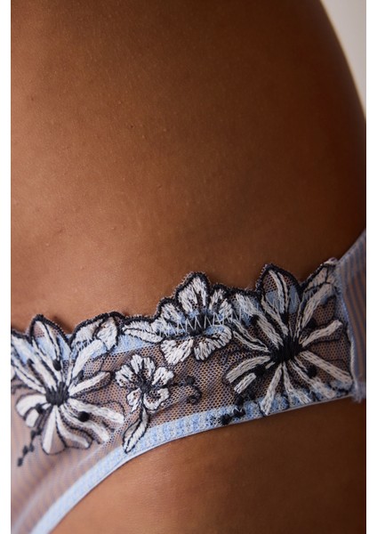 Çizgili Brode Detaylı Orta Bel Slip Külot fiyatları