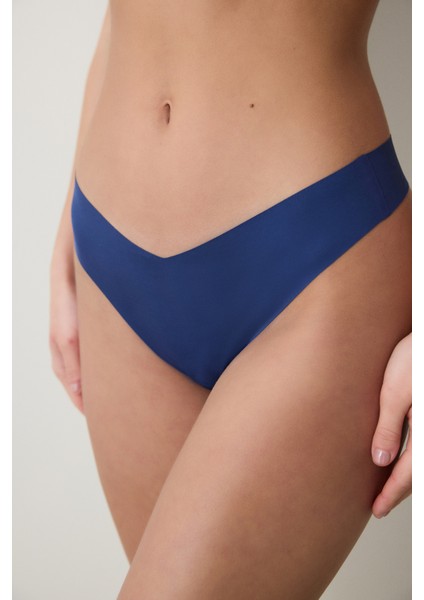 Invisible Laser Cut V Shape Lacivert Tanga Külot