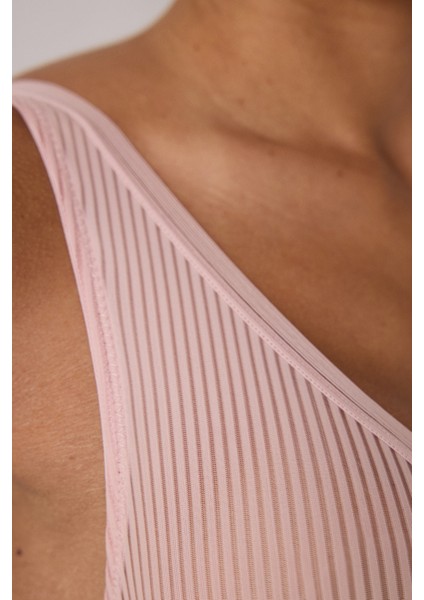 Açık Gül Kurusu Pureness Çizgili Balenli Dolgusuz Sütyen fırsatları