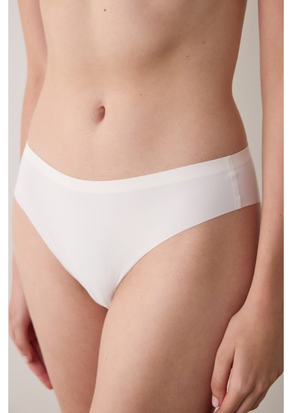 Ekru Fit Fitilli İz Yapmayan Lazer Kesim Brazilian Külot