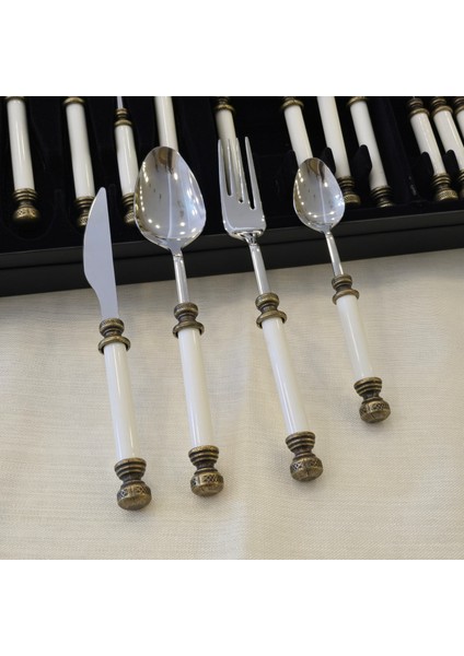 24 Parça Porselen Yemek Kaşık Takımı Antik fiyatları