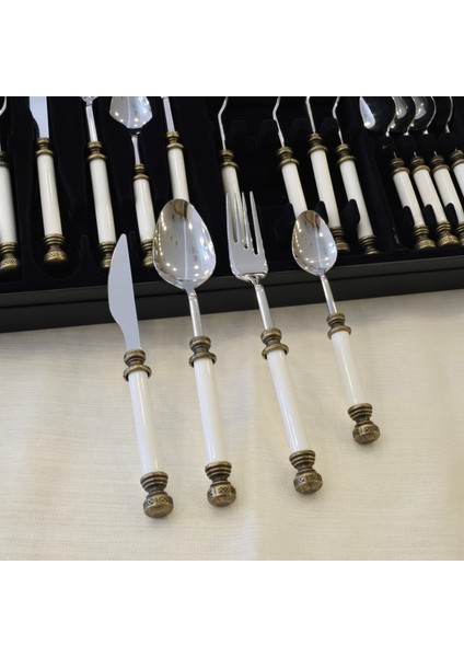 24 Parça Porselen Yemek Kaşık Takımı Antik modelleri