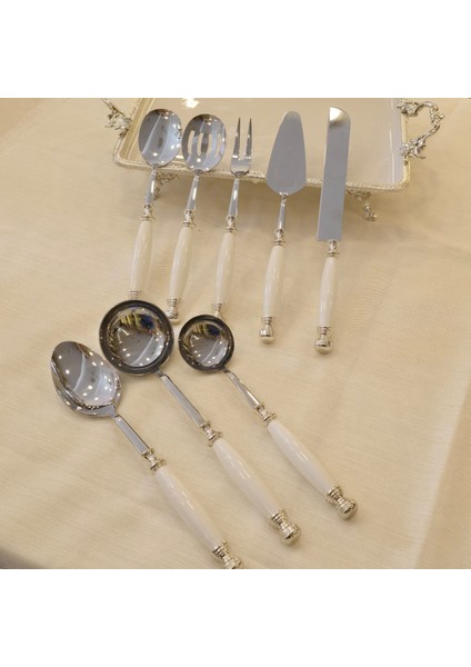 8 Parça Porselen Servis Seti Gümüş