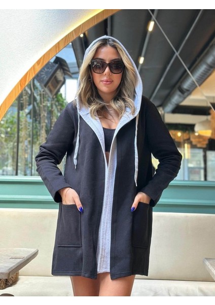 Kadın Uzun Kollu Kapşonlu Bağcıklı Cepli Iki Iplik Ceket fiyatları