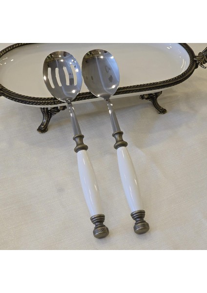 Porselen Salata Servis Kaşık Seti Gümüş fiyatları