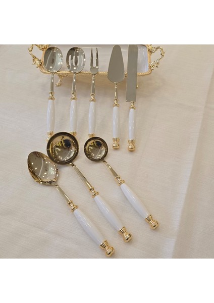 8 Parça Porselen Servis Seti Altın Titanyum