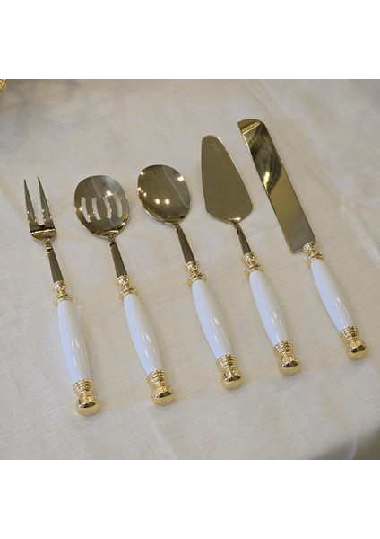 Porselen 5 Parça Servis Kaşık Seti Altın fiyatları