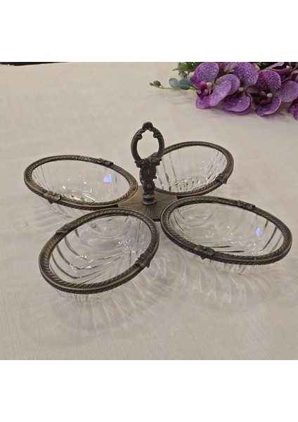 Antik Metal Çerçeveli Dörtlü Çerezlik