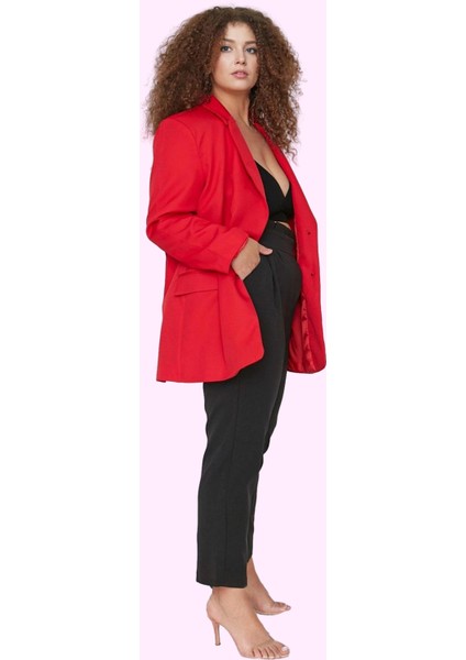 Kadın Fermuarlı Pantolon Yüksek Bel Regular Boy Dokuma Kumaş Günlük Stil Dayanıklı Malzeme