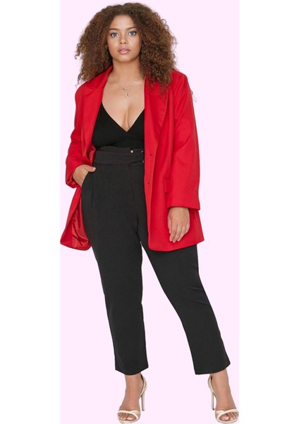 Kadın Fermuarlı Pantolon Yüksek Bel Regular Boy Dokuma Kumaş Günlük Stil Dayanıklı Malzeme fiyatları