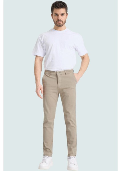 Erkek Casual Chino Pantolon Boru Paça Cigarette Kalıp Pamuk Günlük Kullanım Modern Tasarım