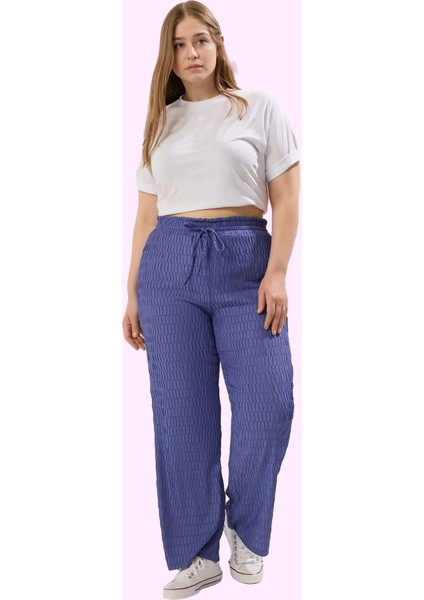 Kadın Dokulu Büyük Beden Pantolon Yüksek Bel Rahatlık Günlük Kullanım Yaz Aylarının Vazgeçilmezi