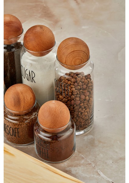 3lü Standlı Top Kapaklı Cam 1300ML Tea/şugar/coffe ve 3lü 500ML Kahve Kavanozu (Transfer Etiket) fırsatları