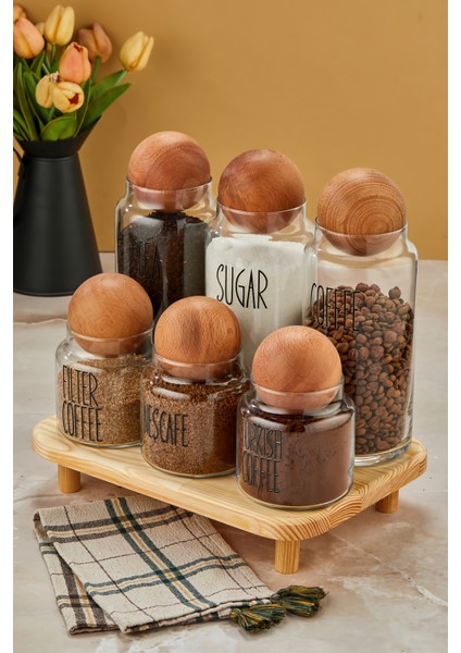 3lü Standlı Top Kapaklı Cam 1300ML Tea/şugar/coffe ve 3lü 500ML Kahve Kavanozu (Transfer Etiket) indirimleri