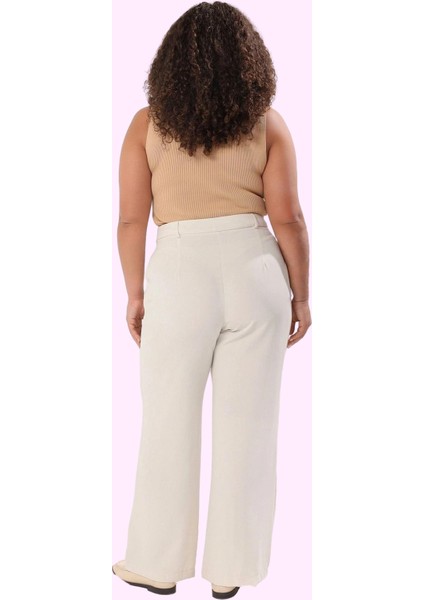 Kadın Düz Desen Geniş Paça Pantolon Yüksek Bel Dokuma Kumaş Günlük Yaz Aylarının Vazgeçilmezi modelleri