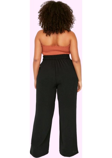 Kadın Dokuma Pantolon Geniş Paça Yüksek Bel Casual Tasarım Fermuarlı Yaz Aylarının Vazgeçilmezi modelleri