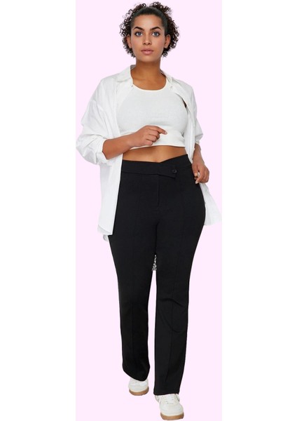 Kadın Pamuk Örme Pantolon Straight Kalıp Yüksek Bel Günlük ve Iş Hayatı Yaz Aylarının Vazgeçilmezi fiyatları