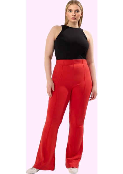 Kadın Regular Flare Pantolon Viskoz Polyester Elastan Yüksek Bel Günlük Yaz Aylarının Vazgeçilmezi fiyatları