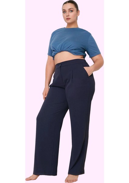 Kadın Dokuma Pantolon Geniş Paça Yüksek Bel Casual Tasarım Fermuarlı Yaz Aylarının Vazgeçilmezi