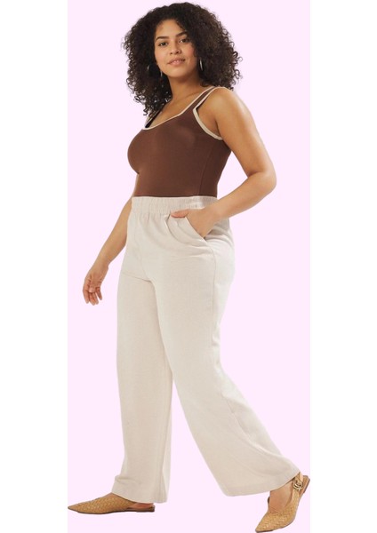 Kadın Dokuma Pantolon Pamuk Keten Görünümlü Yazlık Günlük Kullanım Yaz Aylarının Vazgeçilmezi
