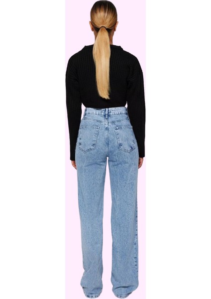 Kadın Pamuk Denim Geniş Paça Jean Pantolon Yüksek Bel Günlük Şıklık Yaz Aylarının Vazgeçilmezi modelleri