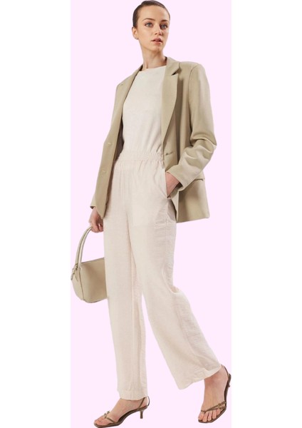 Kadın Regular Dokuma Pantolon Geniş Paça Nefes Alabilir Kumaş Günlük Kullanım Modern Tasarım fiyatları