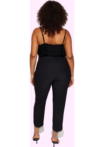 Kadın Finike Dokuma Pantolon Normal Bel Boru Paça Düz Desen Rahat Kombinler Günlük Kullanım modelleri