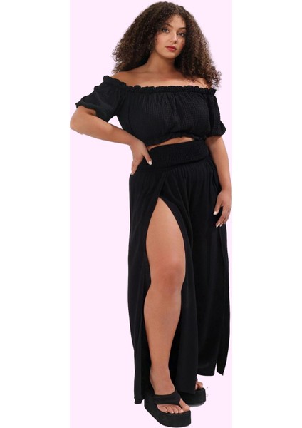 Kadın Plaj Pantolonu Geniş Paça Viskoz Crinkle Dokuma Çiçekli Desen Yaz Aylarının Vazgeçilmezi fiyatları