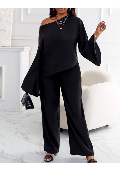 Kadın Uzun Kollu Tek Omuz Açık Ispanyol Kol Salaş Sandy Ikili Takım