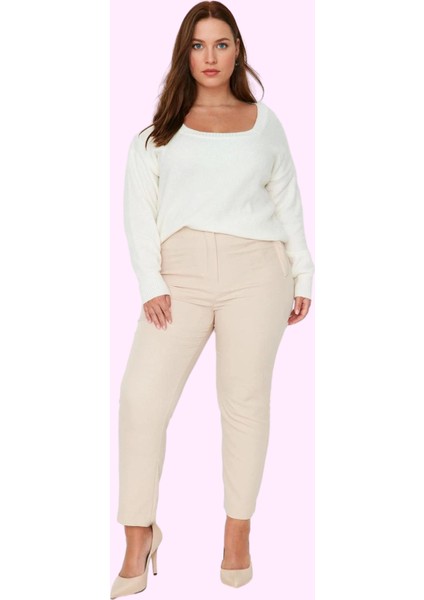 Kadın Regular Pantolon; Yüksek Bel Cigarette Kalıp Fermuarlı Günlük Kullanım Modern Tasarım fiyatları