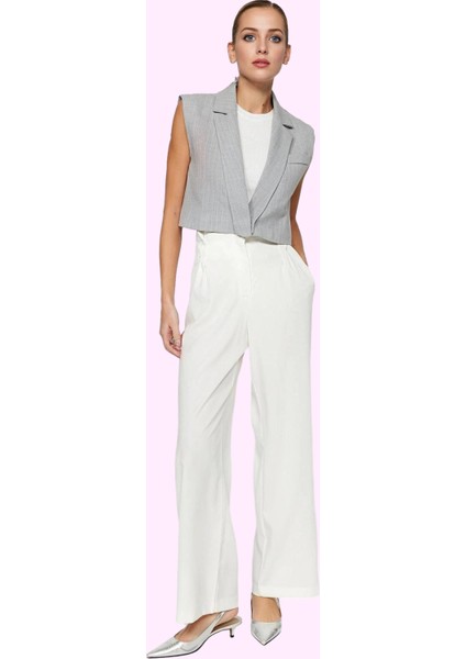 Kadın Geniş Paça Pantolon Wide Leg Kalıp Dokuma Krep Kumaş Rahat Günlük Yaz Aylarının Vazgeçilmezi