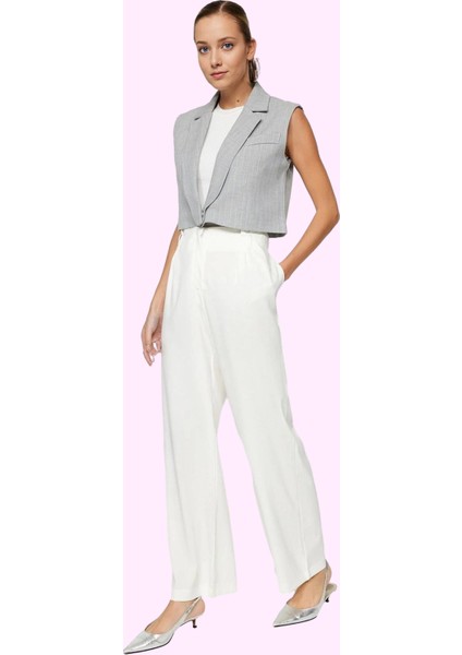 Kadın Geniş Paça Pantolon Wide Leg Kalıp Dokuma Krep Kumaş Rahat Günlük Yaz Aylarının Vazgeçilmezi fiyatları