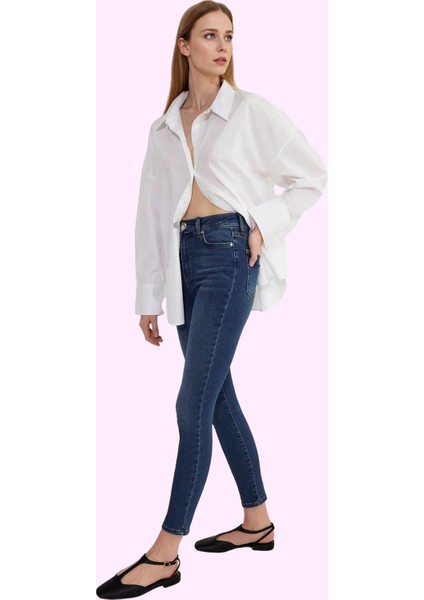 Kadın Skinny Jean Yüksek Bel Stretch Dokuma Günlük ve Iş Hayatı Yaz Aylarının Vazgeçilmezi fiyatları