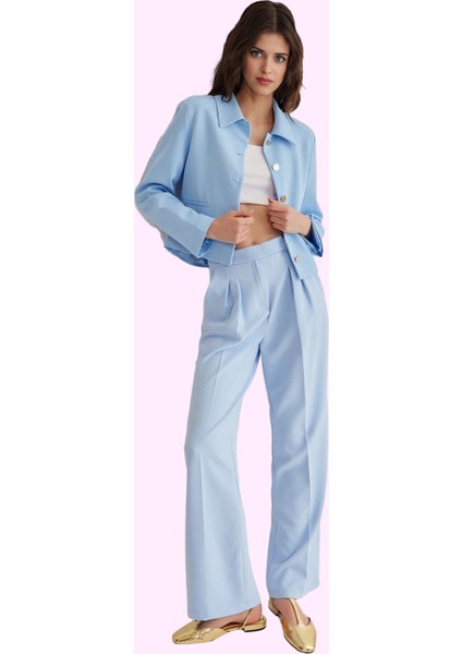 Kadın Boru Paça Pantolon Polyester Elastan Günlük ve Iş Kullanımı Yaz Aylarının Vazgeçilmezi