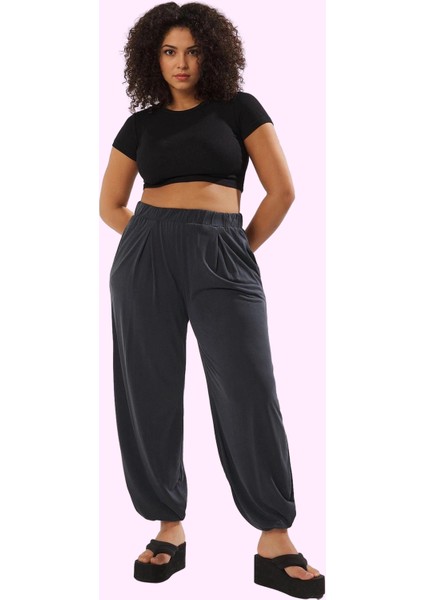 Kadın Modal Polyester Pantolon Havuç Kesim Yüksek Bel Lastikli Paça Yaz Aylarının Vazgeçilmezi fiyatları