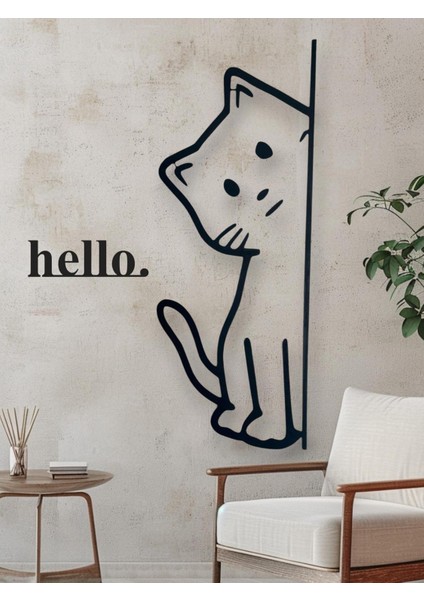 Kedi Desenli Ahşap Duvar Dekor, Dekoratif Kedi Tablosu