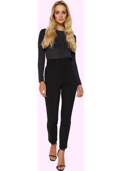 Kadın Regular Kalın Örme Pantolon Yüksek Bel Dar Paça Iş Pantolonu Yaz Aylarının Vazgeçilmezi