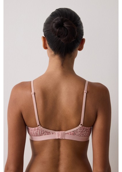 Açık Gül Kurusu Zebra Desenli Balensiz Dolgusuz Üçgen Sütyen