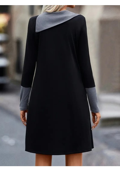 Kadın Uzun Kollu Yakadan Düğmeli Kısa Viskon Iki Iplik Elbise fırsatları