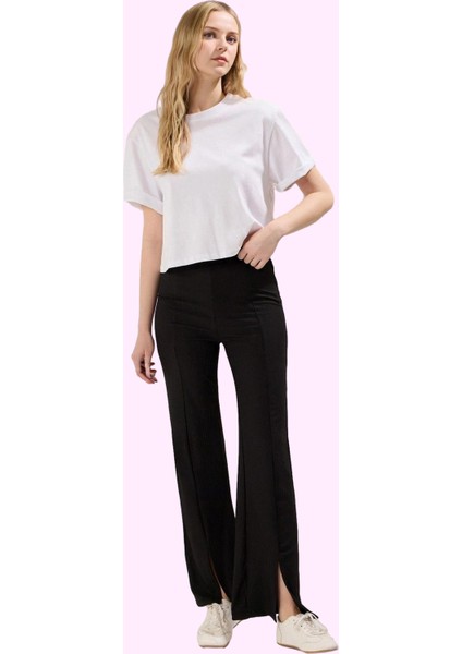 Kadın Yazlık Animal Desenli Ispanyol Paça Pantolon Yüksek Bel Flare Kesim Günlük Kombinler