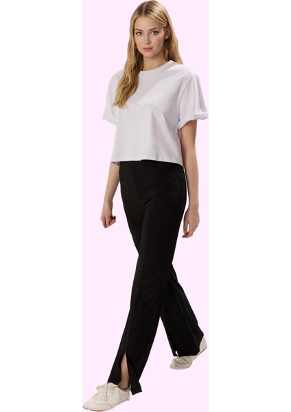 Kadın Yazlık Animal Desenli Ispanyol Paça Pantolon Yüksek Bel Flare Kesim Günlük Kombinler fiyatları