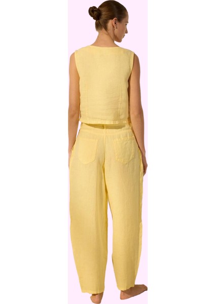 Kadın Keten Boyfriend Pantolon Yüksek Bel Geniş Paça Dokuma Kumaş Günlük Stil Modern Tasarım modelleri