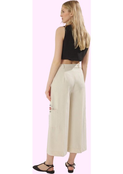 Kadın Wide Leg Pantolon Polyester Elastan Renk Yüksek Belli Ilkbahar Sonbahar Günlük Kullanım modelleri
