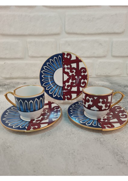 12 Parça 6 Kişilik Porselen Türk Kahvesi Fincan Takımı Olivia Serisi
