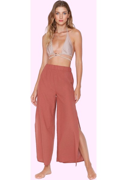 Kadın Pamuklu Geniş Paça Yazlık Pantolon Rahat Kesim Yüksek Bel Dokuma Kumaş Günlük Kullanım fiyatları