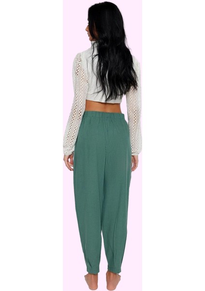Kadın Lastikli Paça Dokuma Pantolon Pamuk Yazlık Plaj Giyim Günlük Kullanım Modern Tasarım modelleri